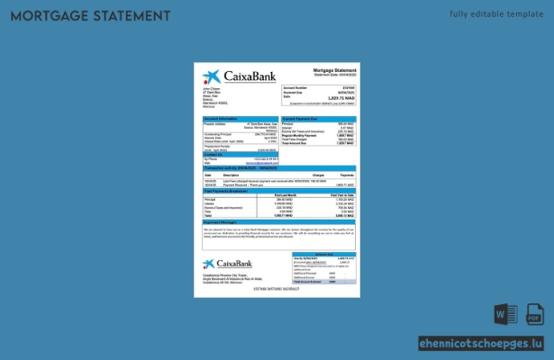 Beispiel eines Hypothekenauszugs der marokkanischen Caixa Bank (Word- und PDF-Datei)